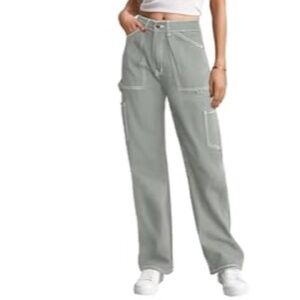 Women’s High Waisted Cargo Pants Grey XS
